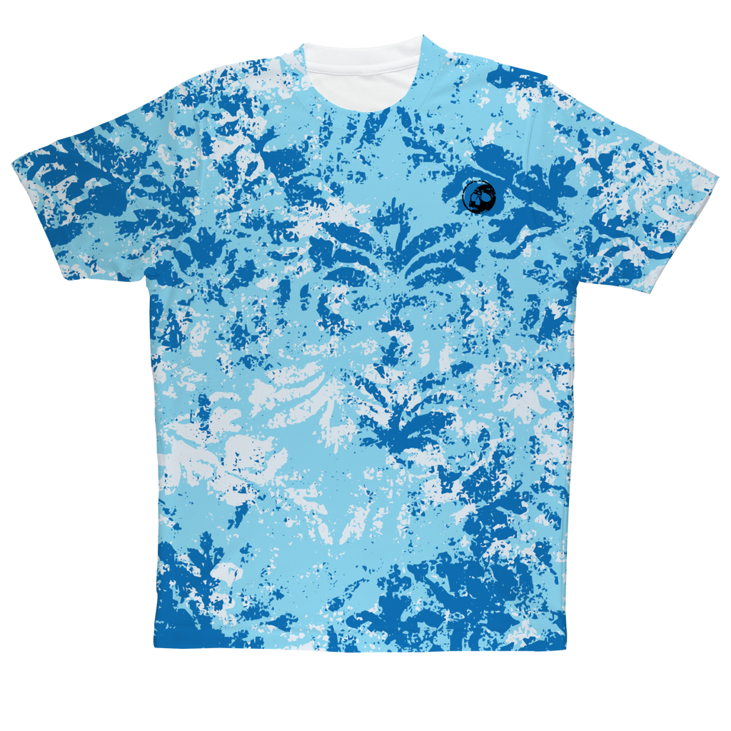 Floral Distressed Blue Sublimation Performance Adult T-Shirt