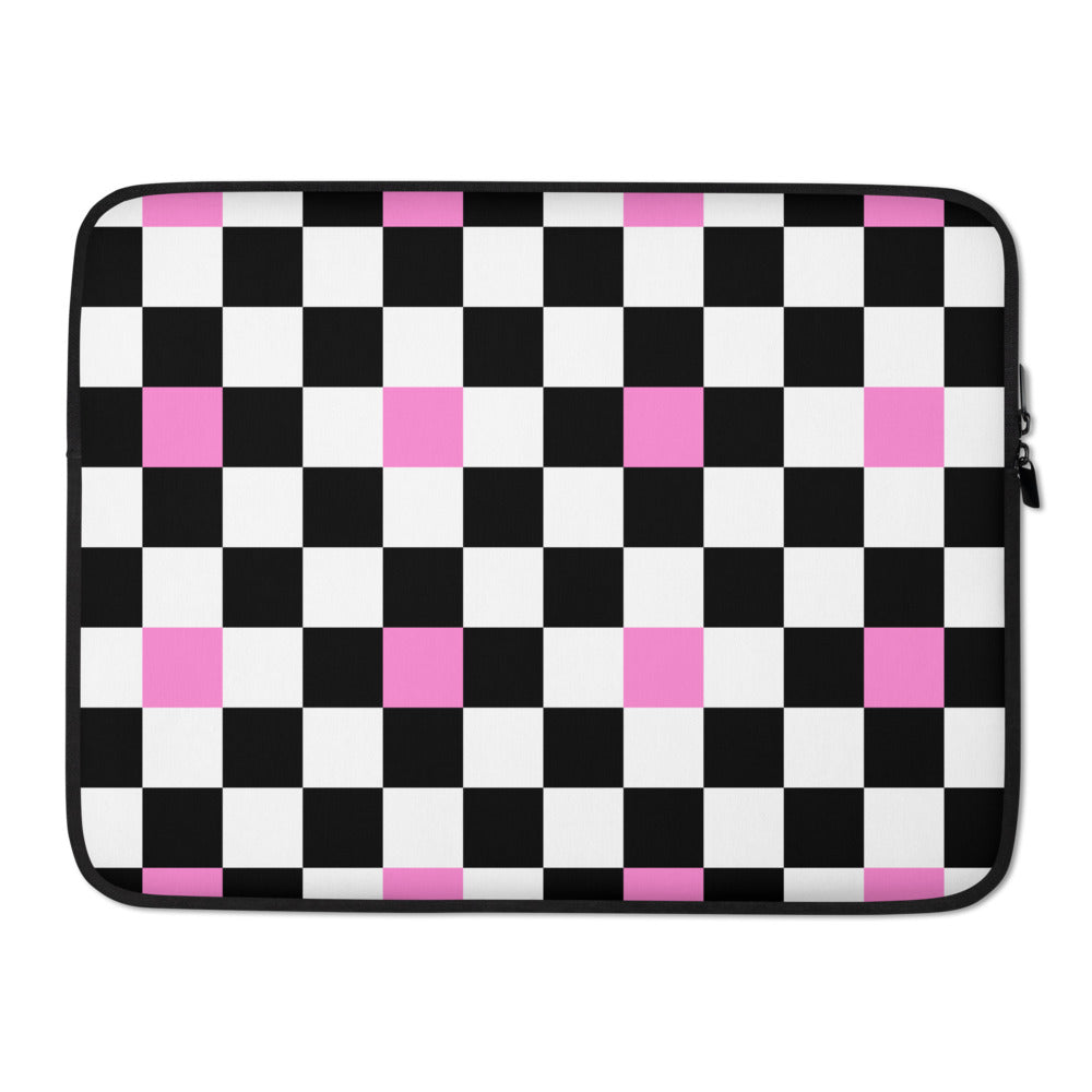 Pink Checkered Laptop Sleeve